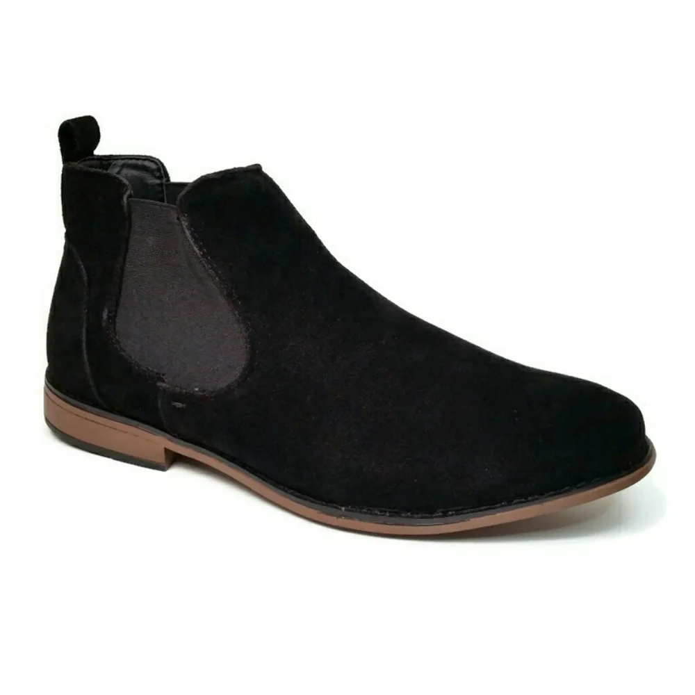 BoohooMAN Men's Black Faux Suede Kanye Chelsea Boots Shoes Size 9 US NEW